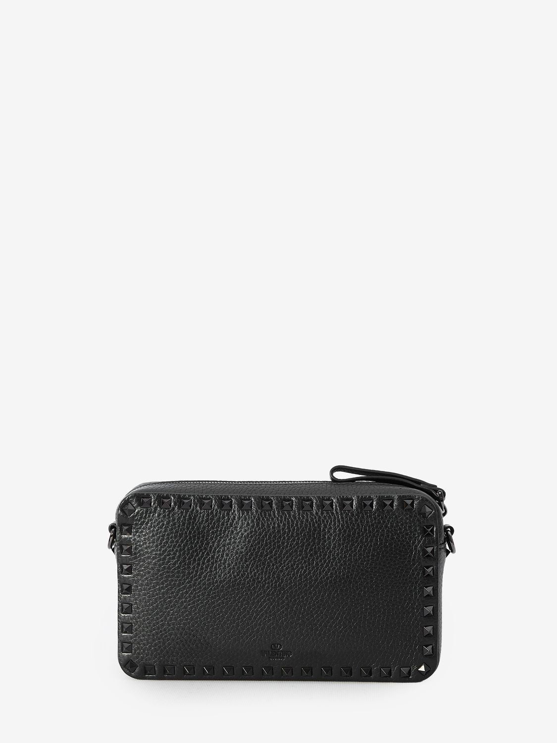 VALENTINO GARAVANI Black Grained Leather Mini Crossbody Bag with Stud Detail 24x14x6cm