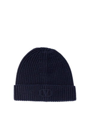 VALENTINO Signature V Logo Wool Beanie