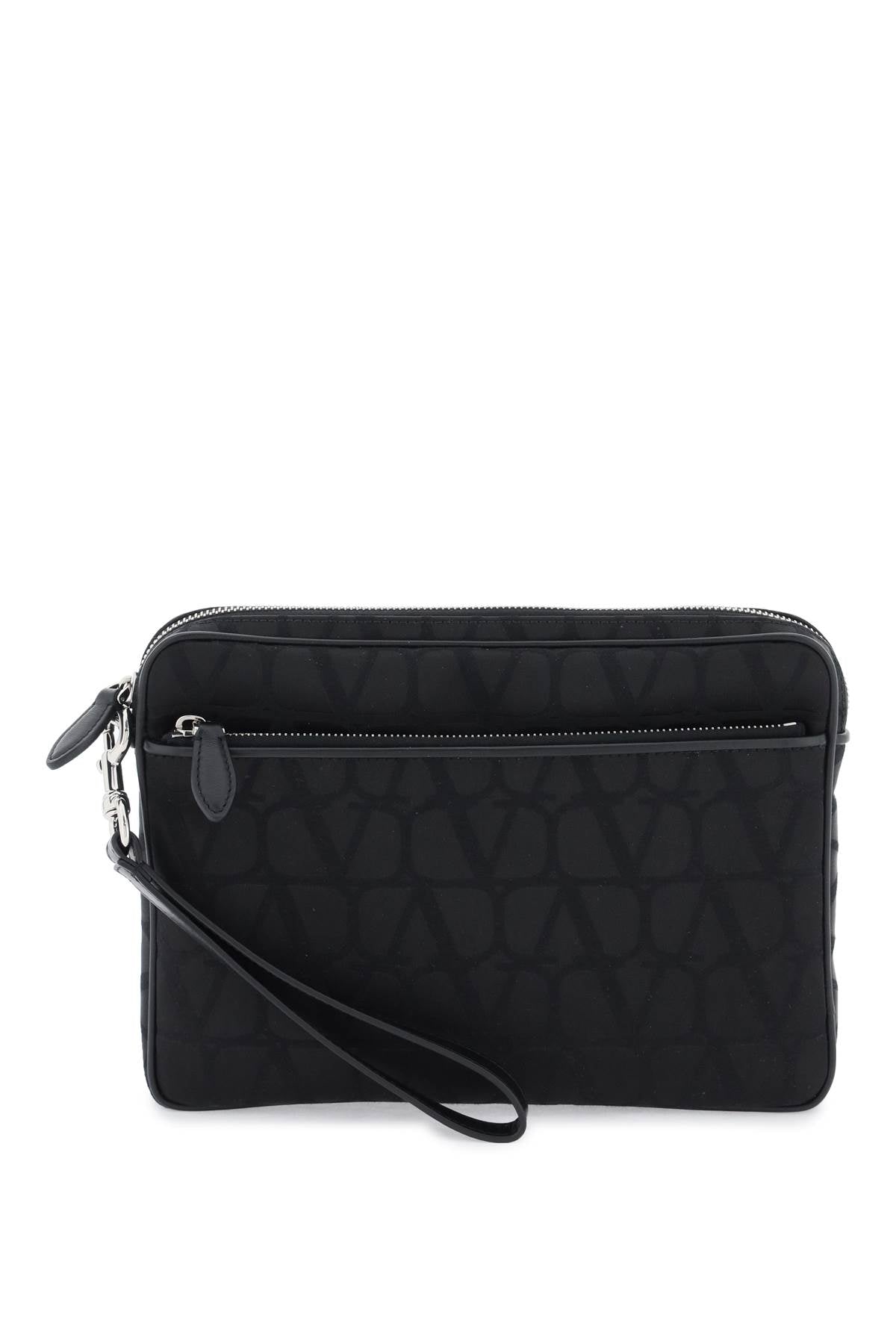 VALENTINO GARAVANI Sleek Black Iconographe Mini Pouch Handbag