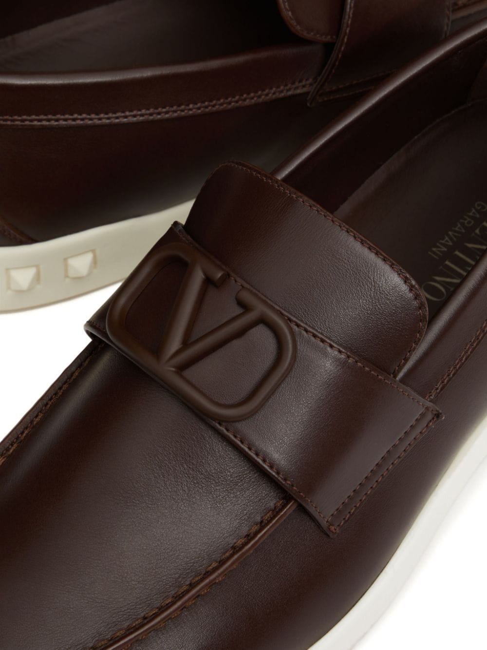 VALENTINO GARAVANI Leisure Flow Brown Leather Slip-On Sneakers