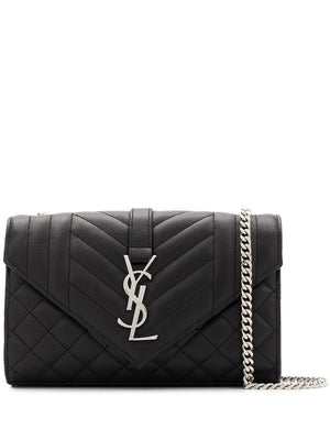 SAINT LAURENT Chic Envelope Mini Handbag in Black Calfskin