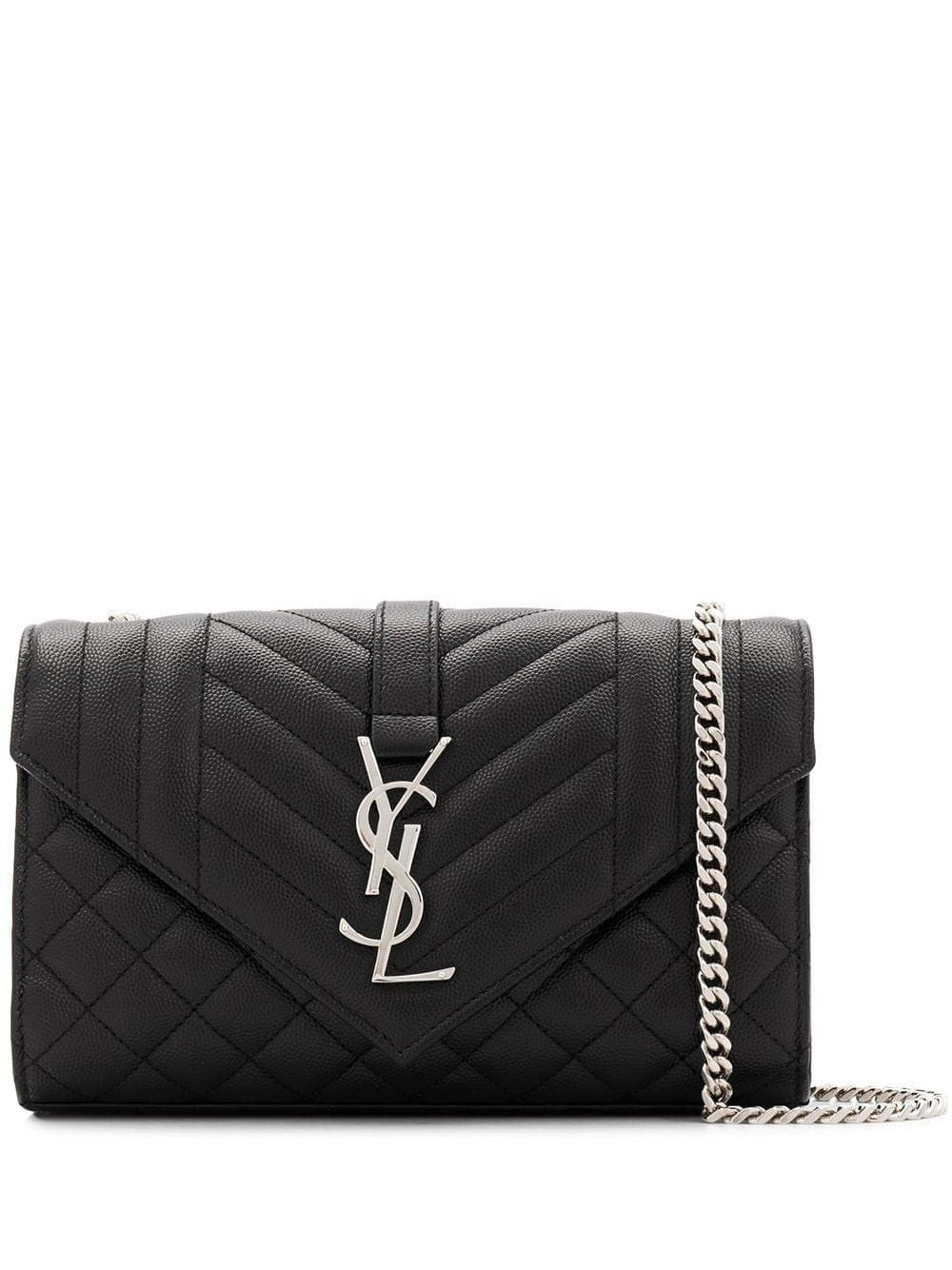 SAINT LAURENT Mini Crossbody Handbag with Silver Logo Accents