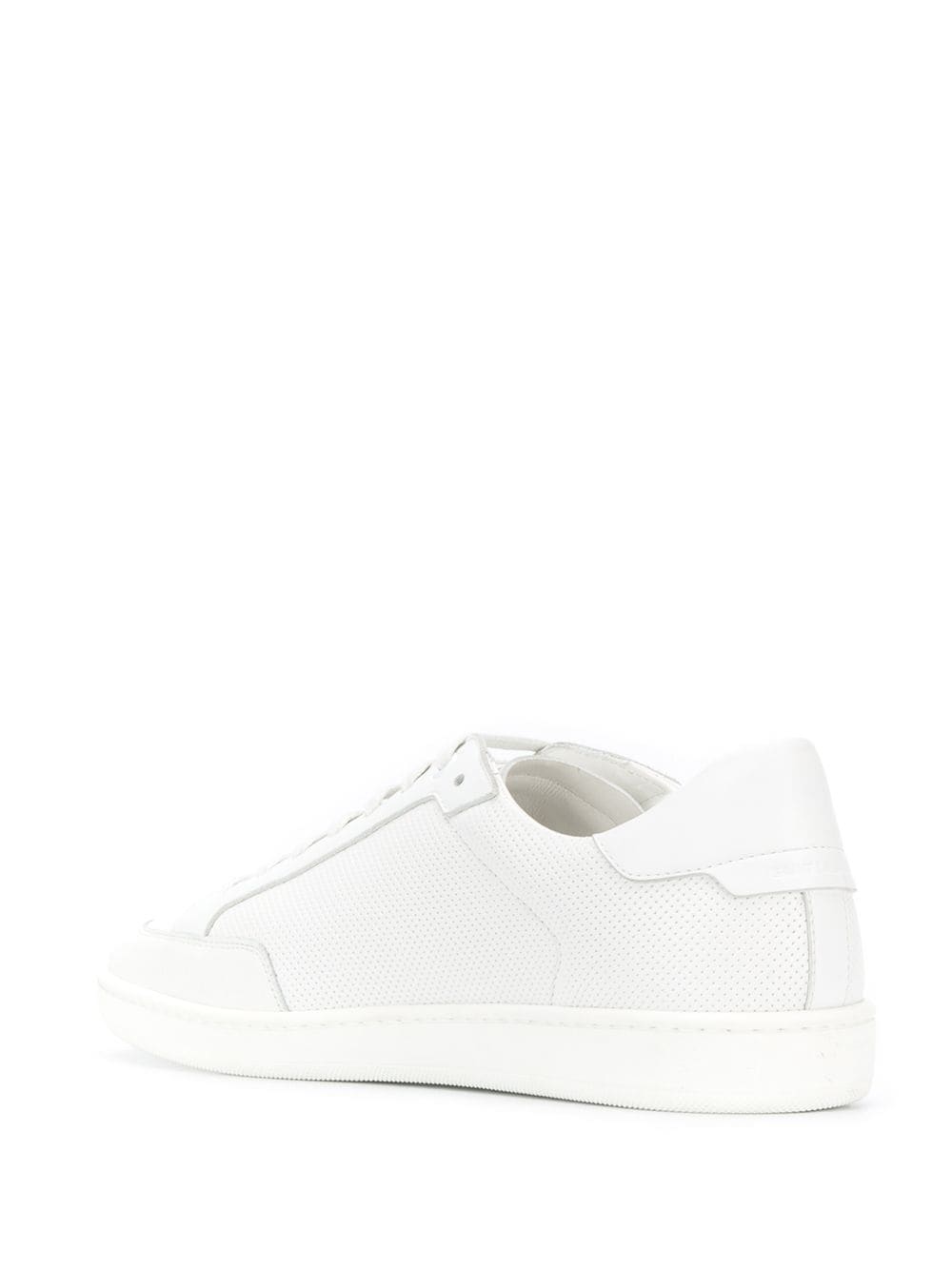 SAINT LAURENT White Leather Low-Top Perforated Sneakers for Men