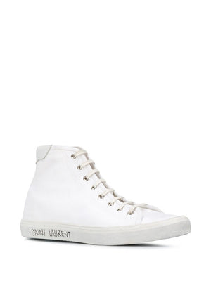 SAINT LAURENT Men's White Optic Low Top Sneakers for SS21