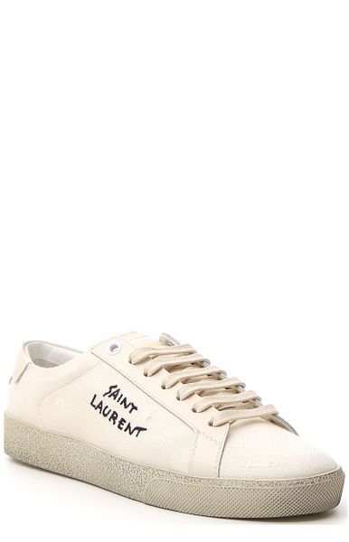 SAINT LAURENT Classic White Sneakers for Women with Embroidered Detail