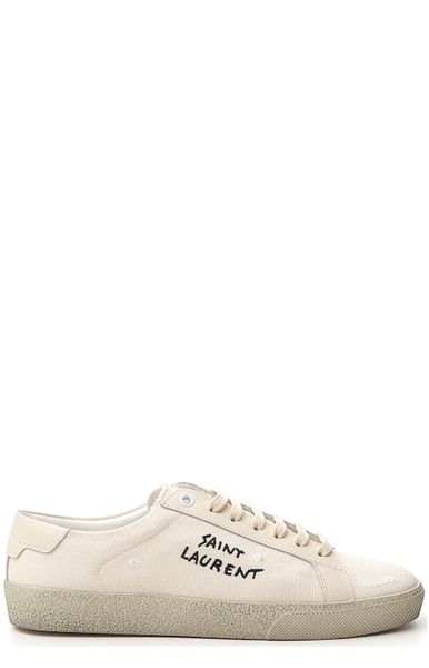 SAINT LAURENT Classic White Sneakers for Women with Embroidered Detail