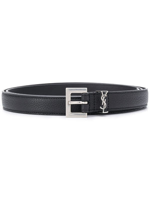 SAINT LAURENT Adjustable Belt with Monogram Appliqué for Men