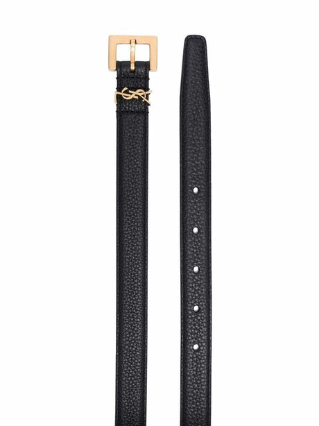 SAINT LAURENT Luxury Calf Leather Belt with Square Buckle