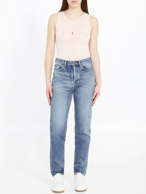 SAINT LAURENT Navy Distressed Denim Jeans for Women - 614443Y13KB