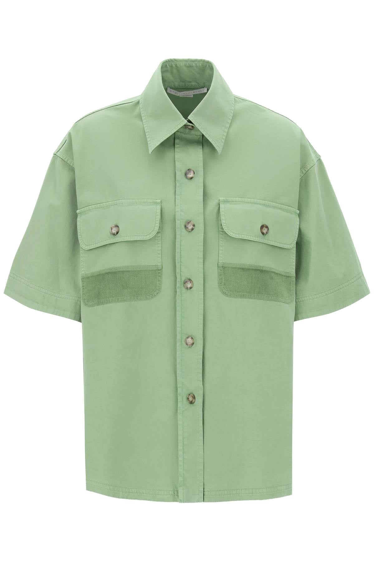 STELLA MCCARTNEY Organic Cotton Utility Shirt in Green for Women | SS24 Collection