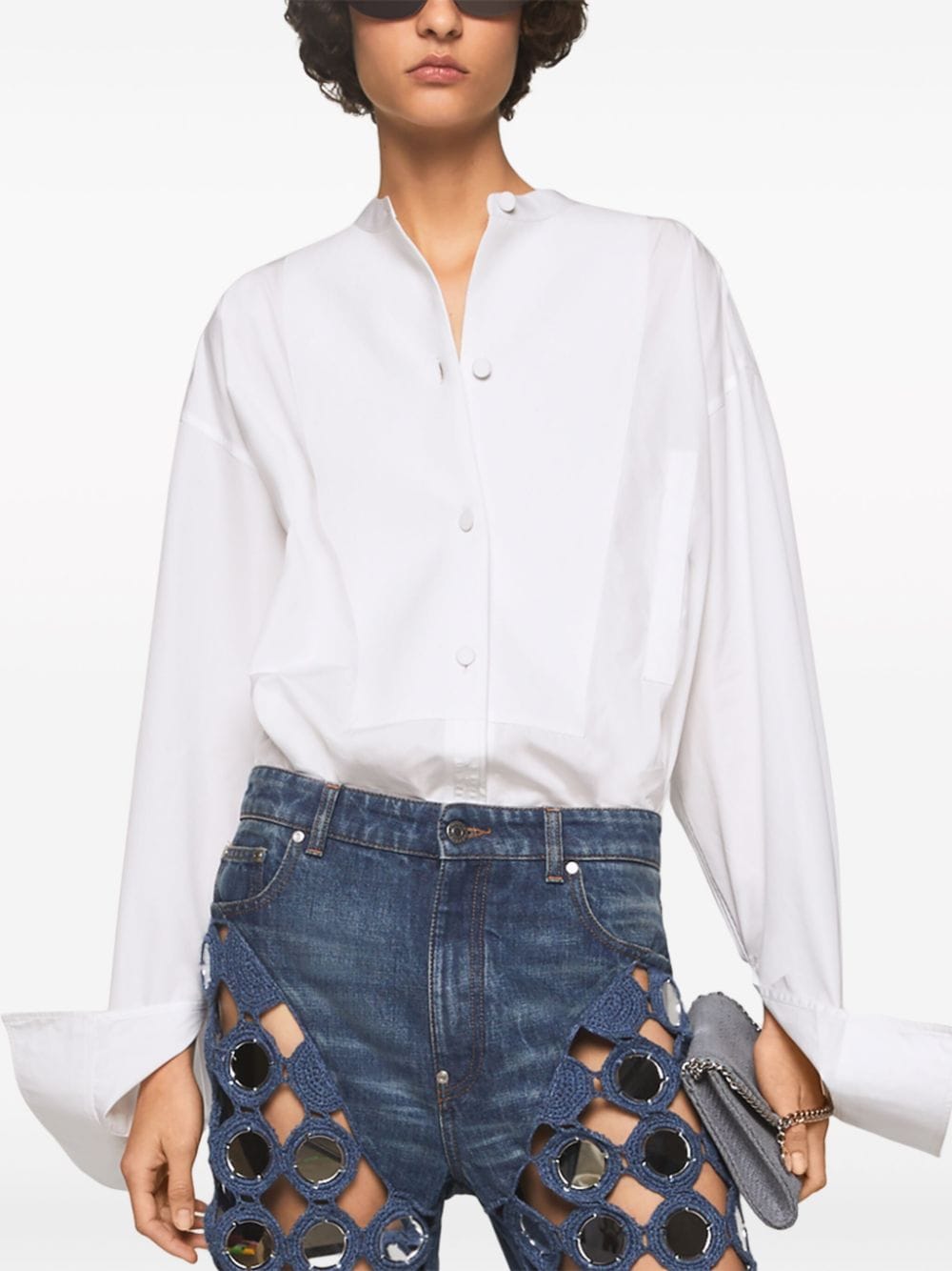 STELLA MCCARTNEY White Cotton Plastron Shirt for Women