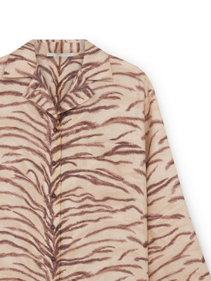 STELLA MCCARTNEY Chic Beige Tiger Print Silk Shirt