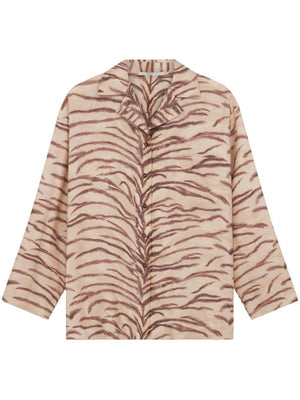 STELLA MCCARTNEY Chic Beige Tiger Print Silk Shirt