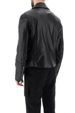 ALEXANDER MCQUEEN Men's Classic Leather Biker Jacket - Regular Fit