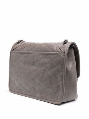 SAINT LAURENT Calf Leather Grey Kaki Handbag for Women