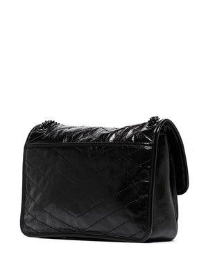 SAINT LAURENT Elegant Medium Niki Handbag in Black Calfskin