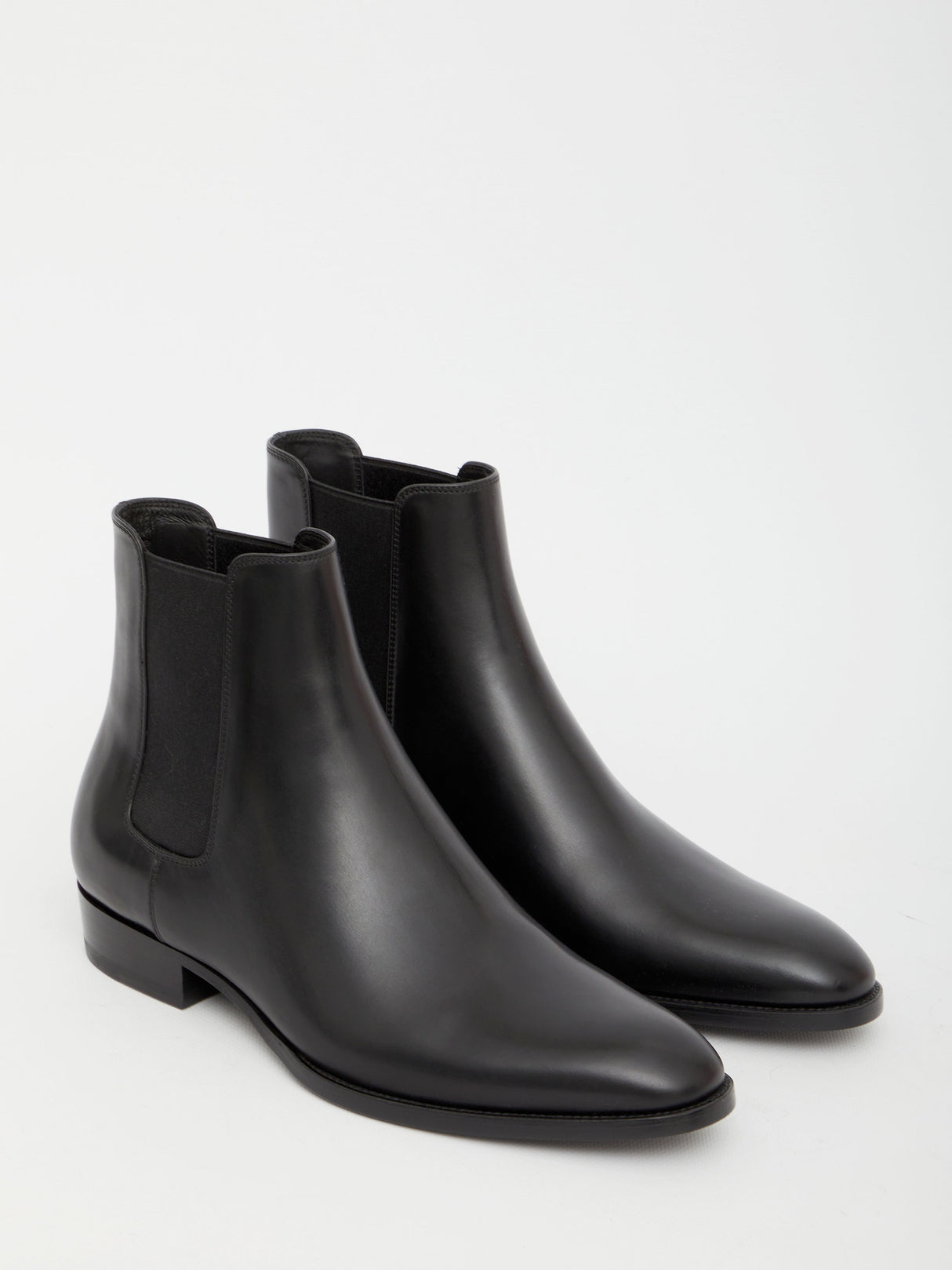 SAINT LAURENT Black Leather Ankle Boots for Men