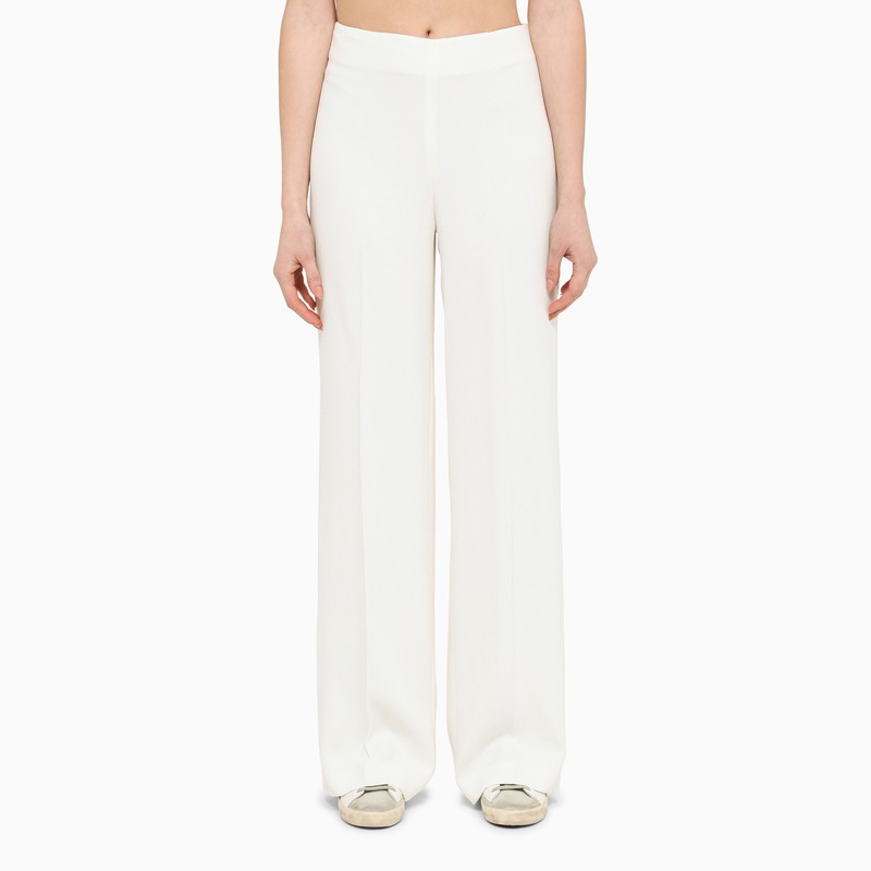 STELLA MCCARTNEY Cream-Coloured High-Waisted Viscose Trousers for Women