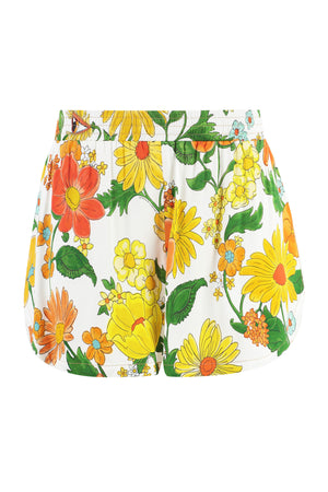 STELLA MCCARTNEY White Printed Satin Shorts for Women - SS24 Collection