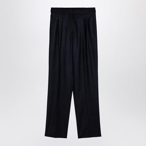 STELLA MCCARTNEY Navy High-Waisted Pleated Wool Trousers