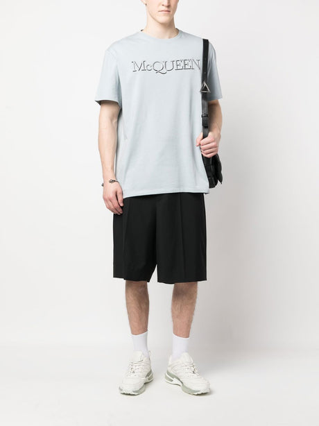 ALEXANDER MCQUEEN Men's Embroidered Logo T-Shirt in Dove Grey/Mix for SS23