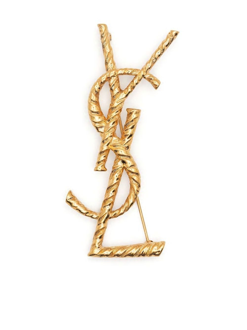 SAINT LAURENT Elegant Brass Brooch