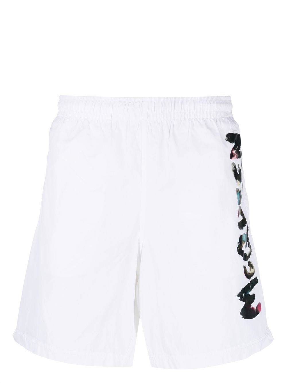 ALEXANDER MCQUEEN Men's White Painterly Graffiti Shorts - SS23 Collection