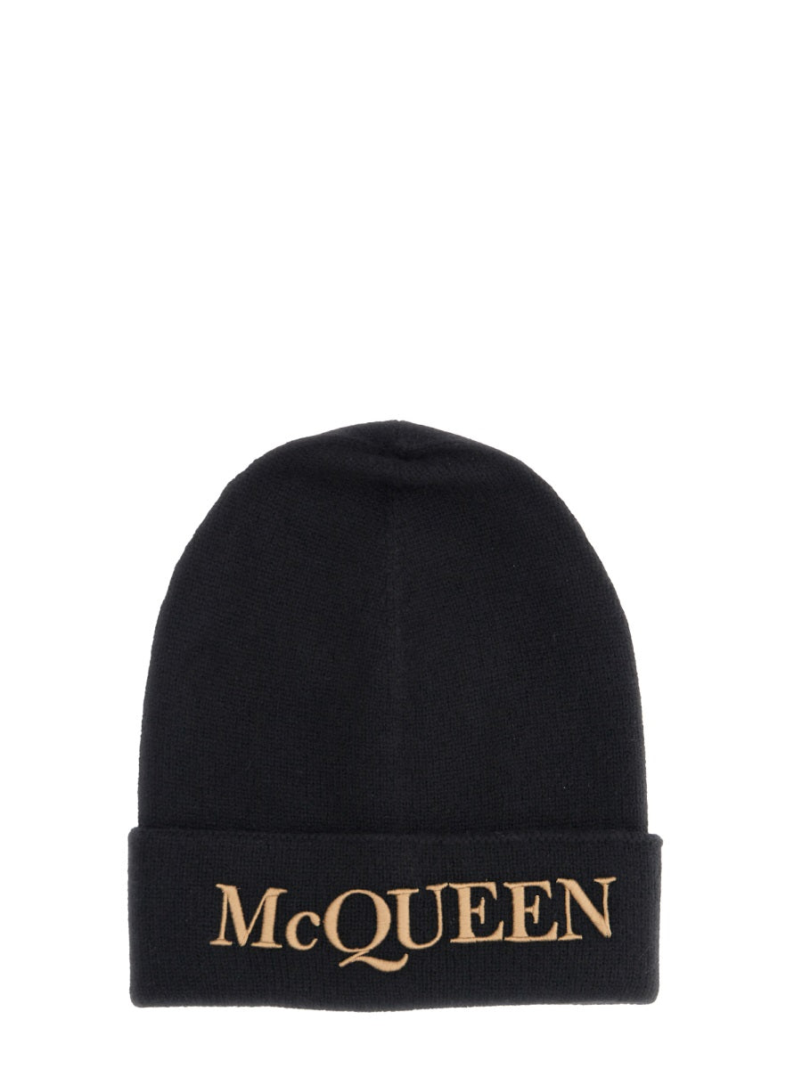 ALEXANDER MCQUEEN Ribbed Knit Logo Hat for Men - FW22 Collection