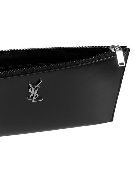 SAINT LAURENT Luxurious Calfskin I-Pad Holder with Removable Tassels