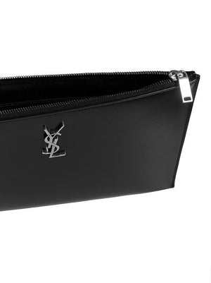 SAINT LAURENT Luxurious Calfskin I-Pad Holder with Removable Tassels