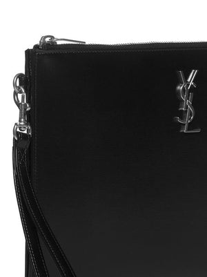 SAINT LAURENT Luxurious Calfskin I-Pad Holder with Removable Tassels