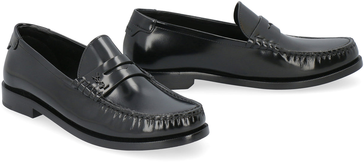 SAINT LAURENT Stylish Black Leather Moccasins for Women