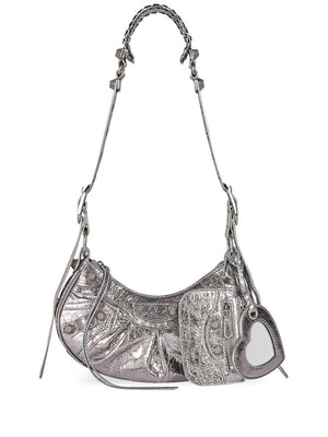 BALENCIAGA Silver Mini Charm Crossbody Bag