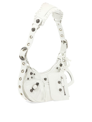 BALENCIAGA Optic White XS Leather Cagole Shoulder Handbag for Women - FW23