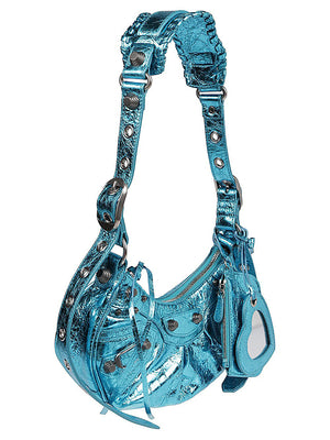 BALENCIAGA Chic Blue Mini XS Leather Shoulder Bag