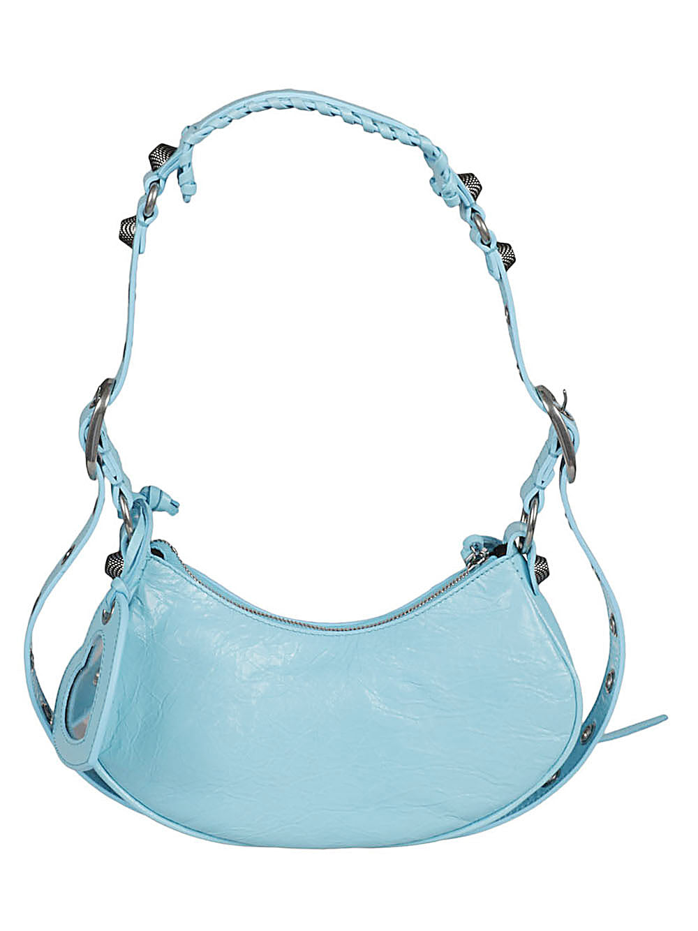 BALENCIAGA Clear Blue Woven Leather Shoulder Handbag for Women