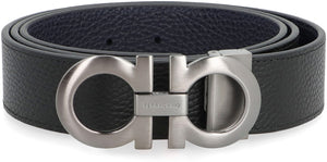 Ferragamo Reversible Leather Belt with Gancini Hook (9x4 CM Buckle)