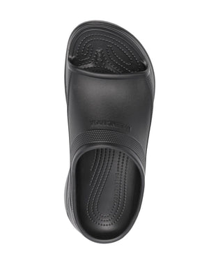 BALENCIAGA Black Croc Slide Sandals for Women