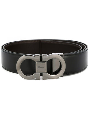 FERRAGAMO Reversible Gancini Hook Leather Belt