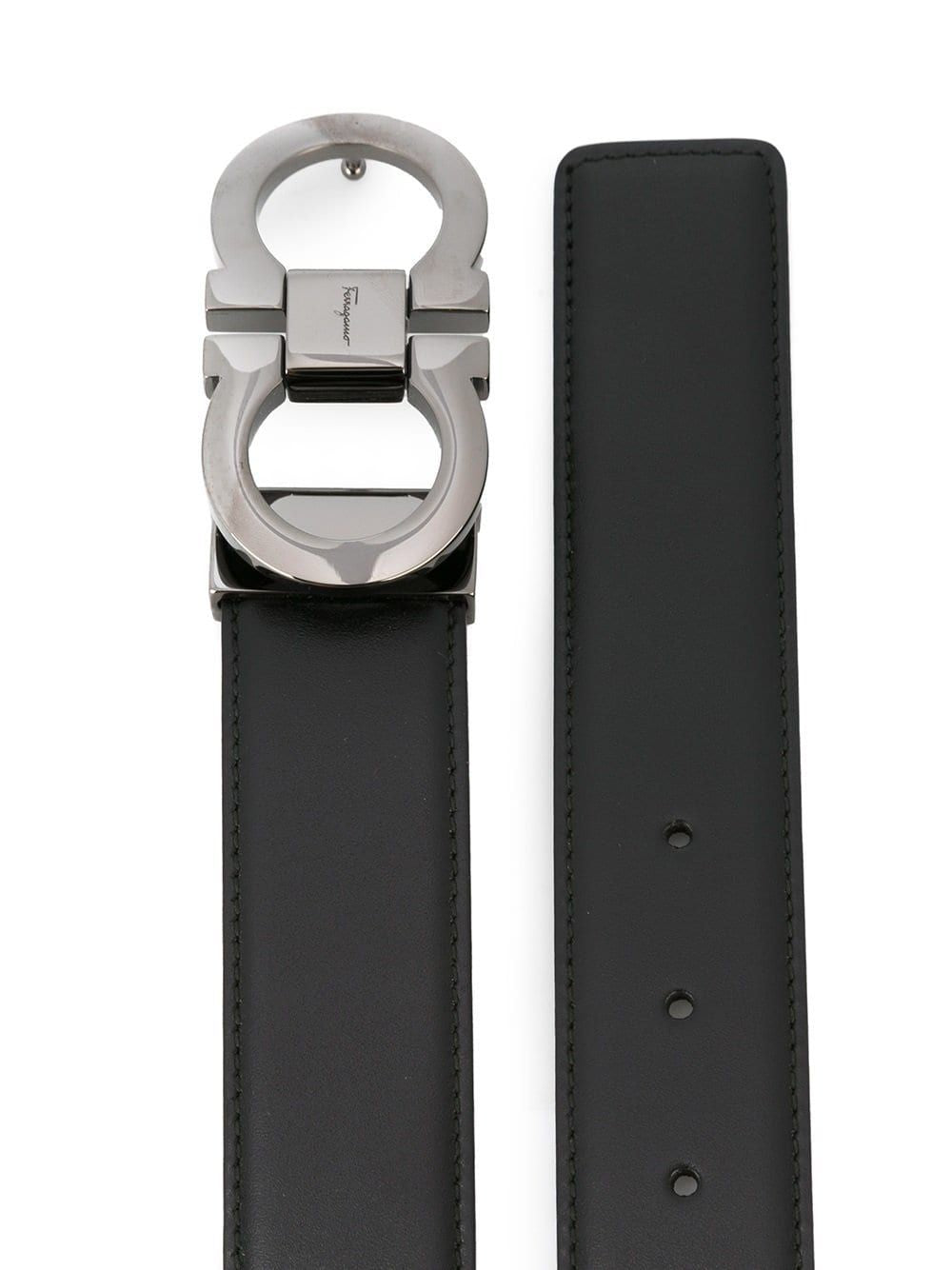 FERRAGAMO Reversible Gancini Hook Leather Belt