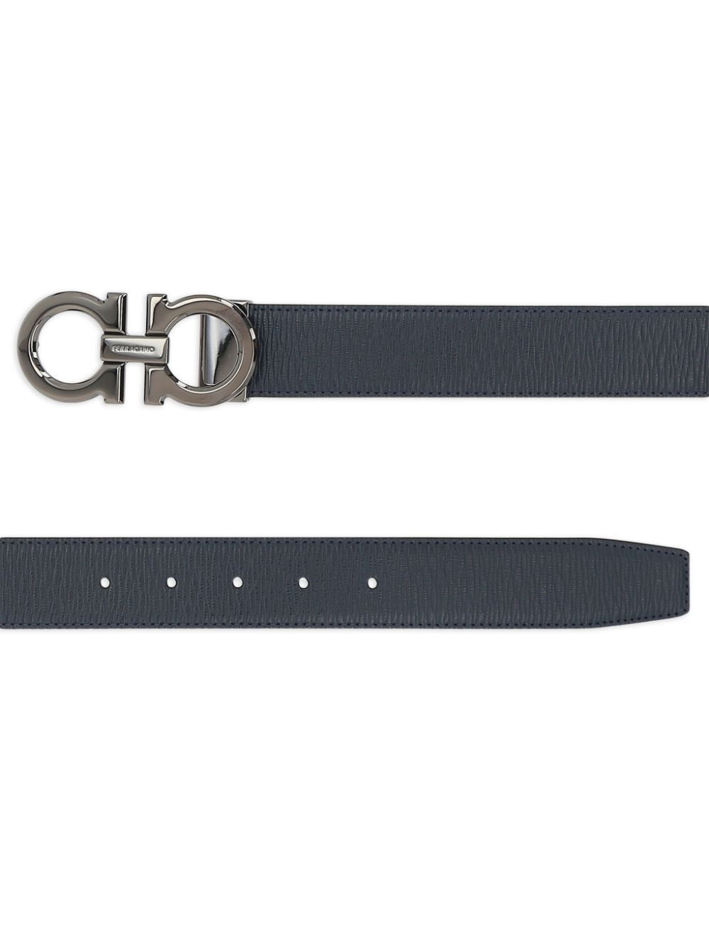 FERRAGAMO Reversible Adjustable Semi-Matte Gancini Hook Belt