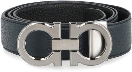 Ferragamo Reversible Leather Belt with Gancini Hook - 3.5 cm Height