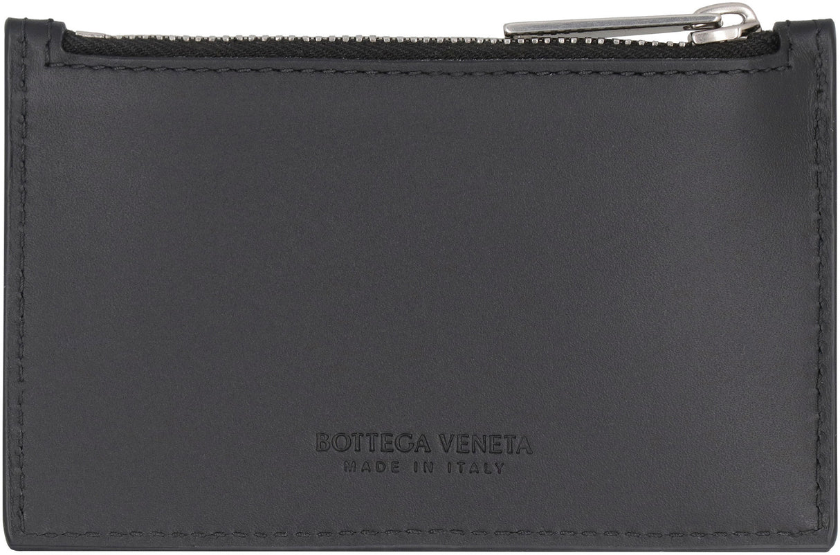 BOTTEGA VENETA Classic Black Leather Card Holder for Men