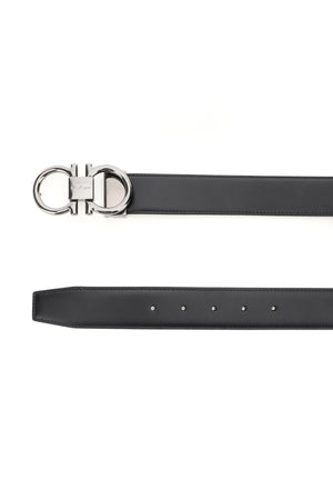 FERRAGAMO Gancini Double Buckle Leather Reversible Belt - Mixed Colors