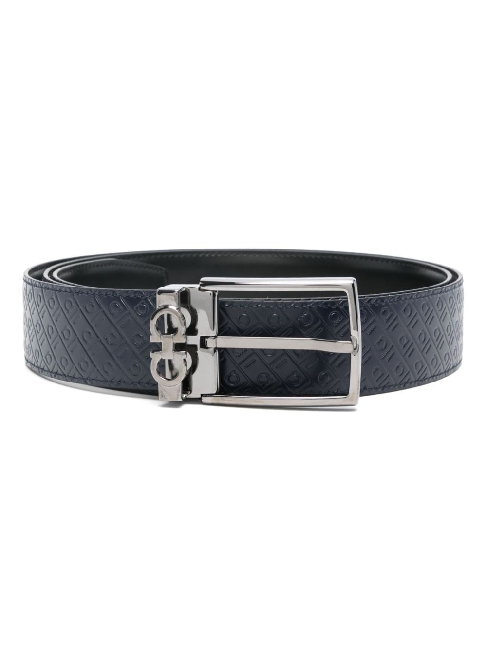 Ferragamo Double Gancini Logo-Debossed Leather Belt - Men’s Essential