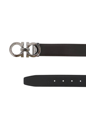 FERRAGAMO Sleek Black Leather Belt with Signature Gancini Hook Buckle