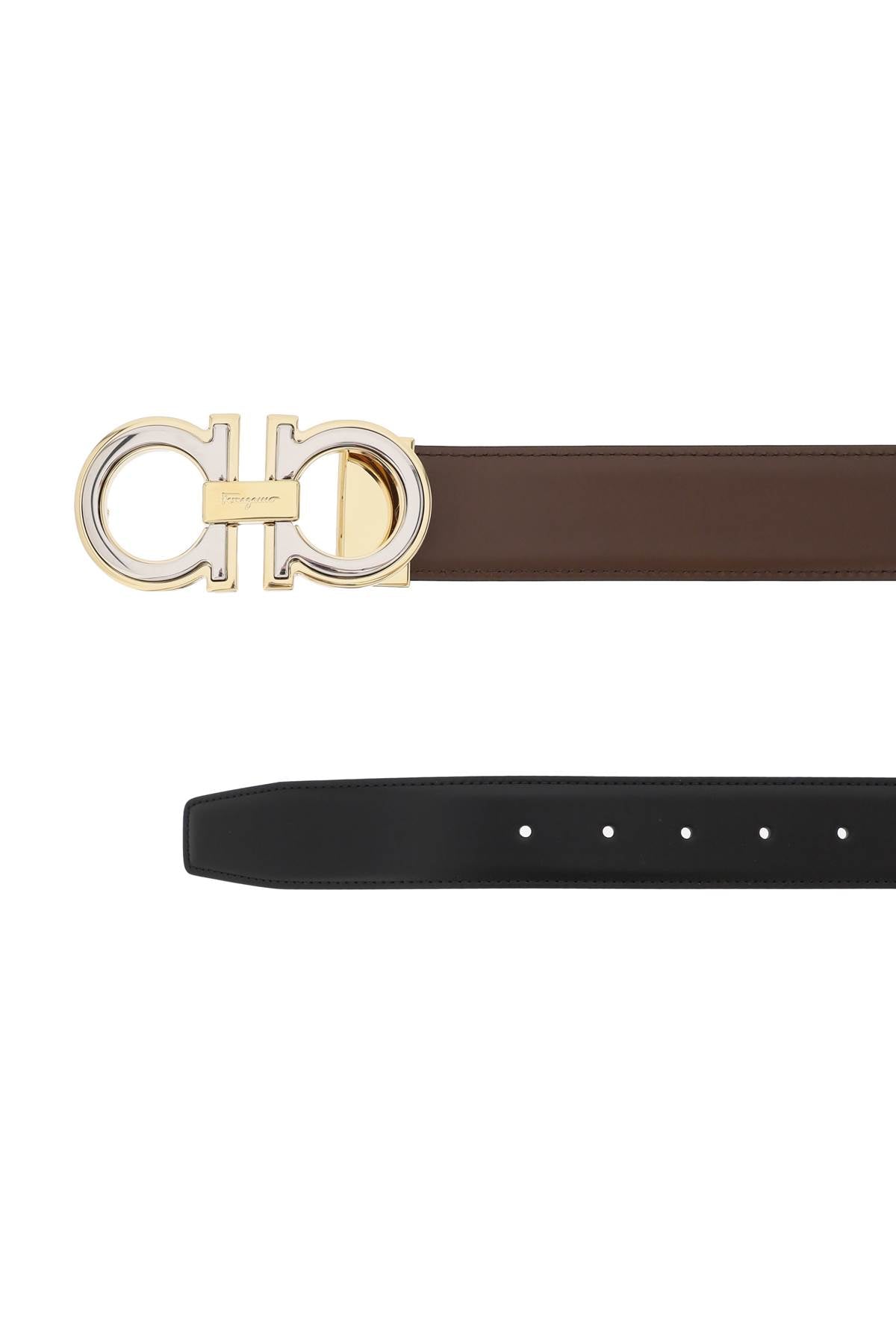 FERRAGAMO Reversible Two-Tone Buckle Belt - Size 105