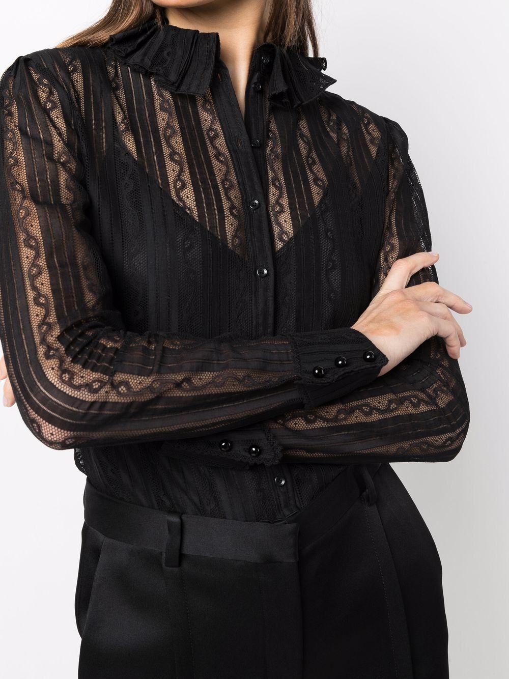 SAINT LAURENT Black Lace Blouse for Women - SS22 Collection