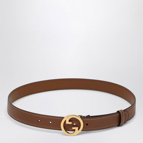 GUCCI Adjustable Leather Belt with GG Cross Buckle