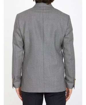 LARDINI Classic Double-Breasted Wool Jacket in Grey for Men